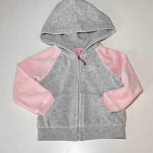 Juicy Couture Baby Girl's Velour Zip Up Hoodie Jacket 18M Gray and Pink